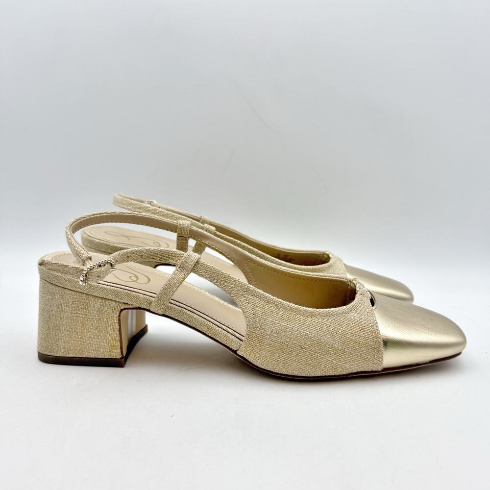 Sam Edelman Metallic Gold Slingback Block Heel - Picture 3 of 14